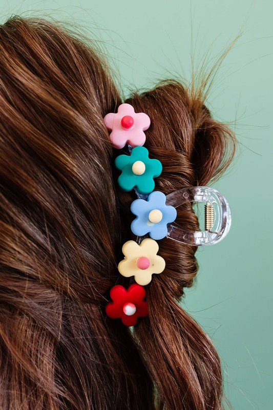 Pince à cheveux mignonne avec des fleurs multicolores