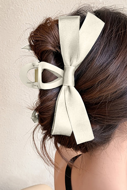 Large size hair clip with white bow decoration