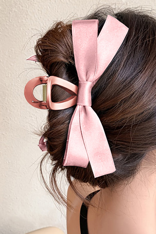 Pince à cheveux de grande taille avec décoration nœud rose