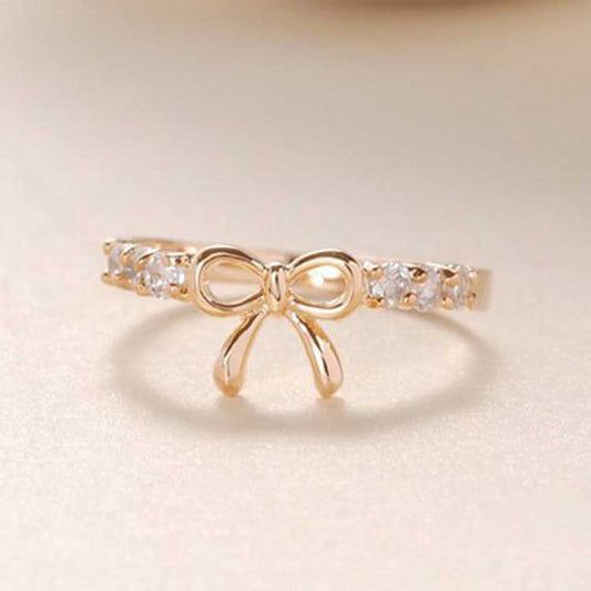 Simple Diamond Bow Ring Ring