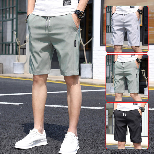 Ultra-thin Ice Silk Medium Pants, Loose Sweatpants, Casual Breeches, Beach Shorts,